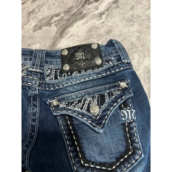 Women's Miss Me Jeans Size 26 Dark Blue with White Stitching - Picture 8 of 13